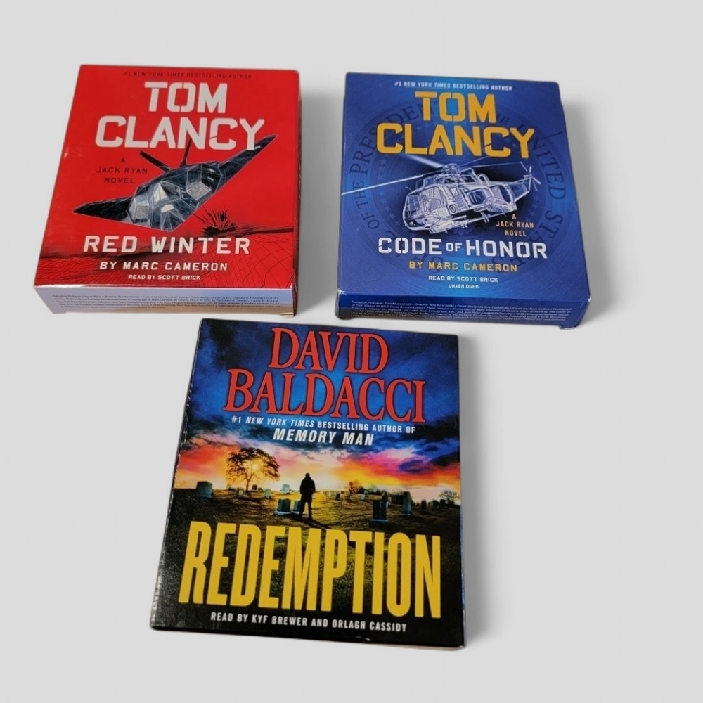 Lot of 3 Audiobooks on CD Tom Clancy & David Baldacci